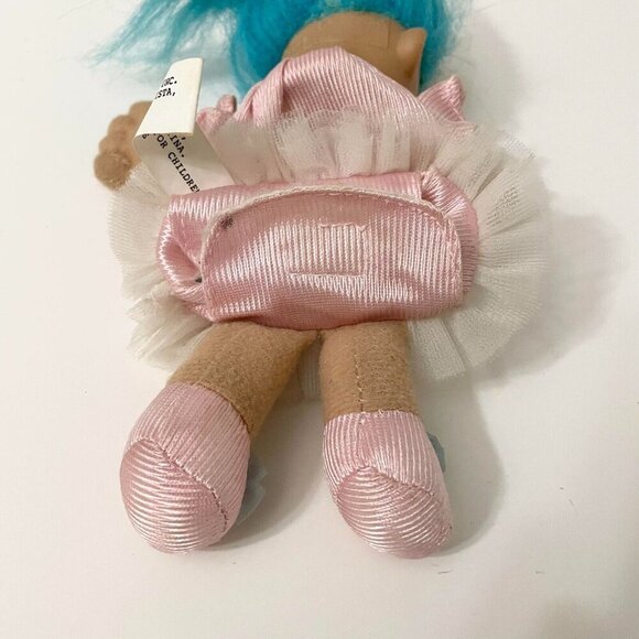 Vtg 1992 Russ Troll Doll Blue Hair Open Bag Stomach Fillable Gift Toy Set 6 Inch - Picture 11 of 16